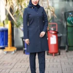 مانتو اداری چهارخونه پرنس یقه هفت آستردار