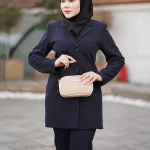 مانتو اداری فیونا چهار دکمه یقه انگلیسی آستردار