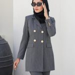 مانتو اداری مدل چهار دکمه طلایی فلورا